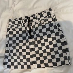 BDG checkered denim mini skirt
